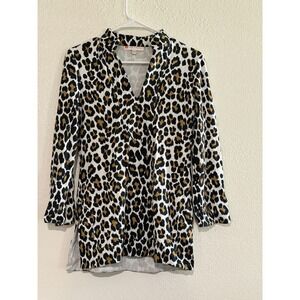 JUDE CONNALLY Tunic Top Leopard Print Jude Cloth Brown/Black Size XS Tunic Top